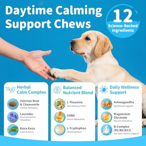 POPPAW Calming Chews for Dogs – Calming Treats for Anxiety, Stress, Separation, Travel & Thunder, Non-Drowsy Alternative to Melatonin, Calm & Focus with Chamomile & Ashwagandha, Bacon Flavor, 90Ct - Thumbnail 3
