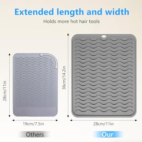 Quccefods Heat Resistant Mat Oversize Curling Iron Mat Silicone Hot Hair Tools Mat for Hair Straightener,Flat Irons,Hair Styling Tools Countertop protection Portable Travel Mat 14.2" x 11" - Thumbnail 4