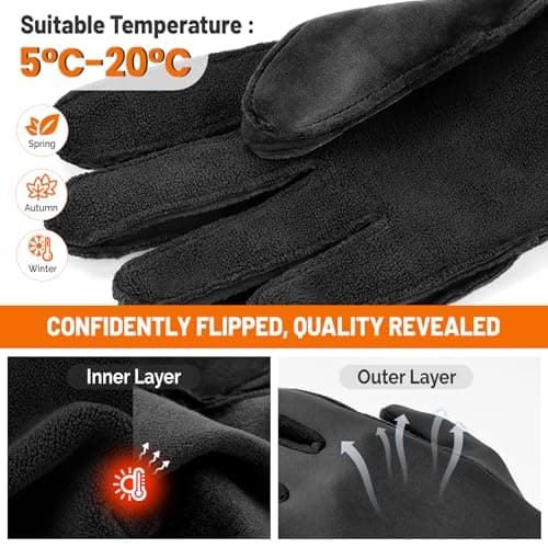 AOPREL Winter Gloves Men Women Windproof Touchscreen Gloves with Liner Thermal,Running Gloves for Cycling Driving Daily Work - Thumbnail 3