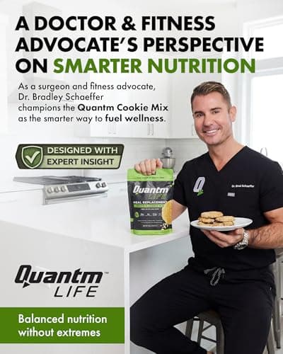 Quantm Life Cookie Mix, Gluten Free, Plant-Based Meal Replacement Plan with Hemp Protein, Rich in Fiber, Low in Sugar, No Preservatives or Artificial Sweeteners, 18 oz, 1 Pack, 5-Day Supply - Thumbnail 3