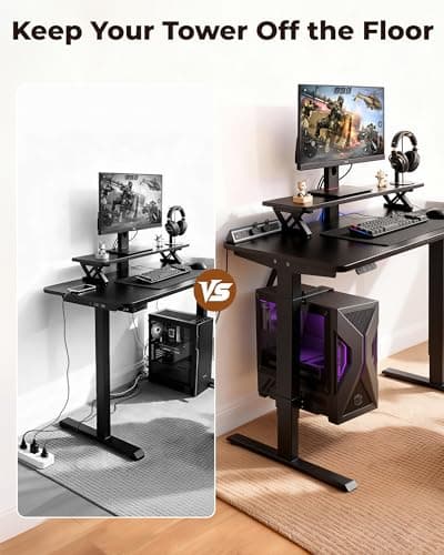 TOPSKY Dual Motor Electric Standing Desk Frame, Height Adjustable Sit Stand Base for Home Office, Fits Table Tops up to 70.8 x 31.5 Inch, 225 lb Capacity (Black, with CPU Stand) - Thumbnail 3