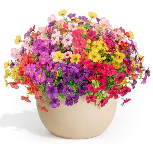Trepcow Artificial Flowers for Outdoors - UV Resistant Realistic Spring Fake Flowers,16 Bundles Faux Flowers Bulk for Outdoor&Indoor Decor,Fake Plants for Garden,Porch,Window Box,6 Multicolor - Image 1