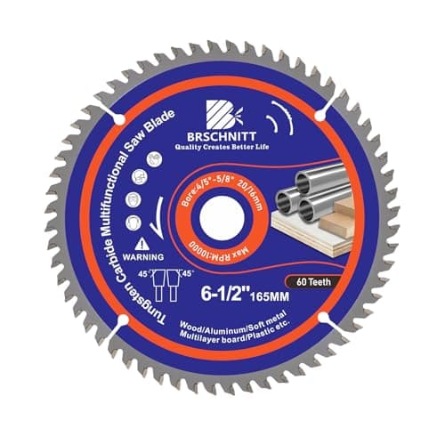 BRSCHNITT Aluminium Circular Saw Blade 6-1/2 in 60T with 4/5-5/8" Arbor, Carbide Tipped Cut Disc for Cutting Various Wood,Soft Metal,Copper,and Composite Materials - Image 1