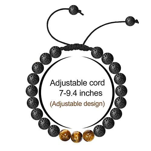M MOOHAM Personalized Gifts for Men Bracelets - Beaded Natural Tiger Eye Lava Rock Bracelets for Men Birthday Gifts Unique - Thumbnail 2