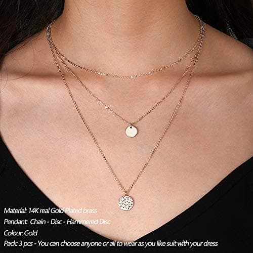 Turandoss Delicate Layered Necklaces for Women Choker Disc Necklace Hammered Disc Necklace Chokers for Women - Thumbnail 2