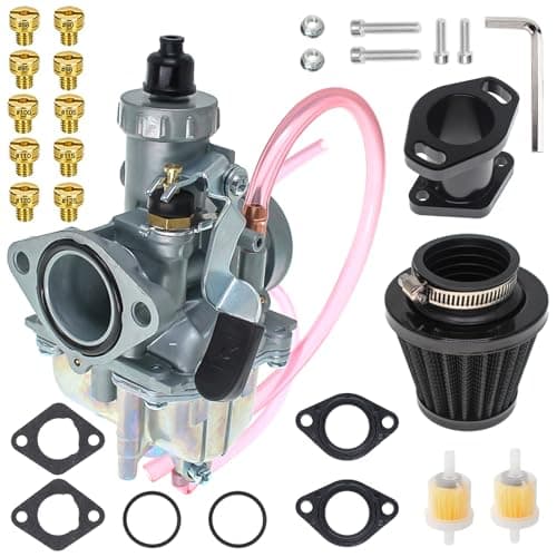 26mm VM22 Carburetor for Predator 212cc Honda GX160 GX200 196cc CT200U KT196 Moto Mini Bike and Go Kart 6.5HP Engine with 38mm Air Filter,Intake Manifold,Main Jets(Black) - Image 1