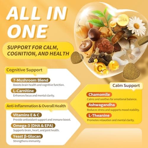 POPPAW Advanced Calming Chews for Dogs-Brain & Composure Support with 7 Mushrooms, Ashwagandha, Omega-3 DHA & EPA, Anxiety Relief Dog Calming Treat, All Breeds & Sizes, Chicken Flavor, 135Ct - Thumbnail 3