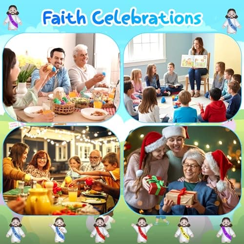 VINETEN 100 Pack Little Jesus Figures – Multicolor “Jesus Loves You” Mini Statues for Easter Egg Stuffers, Christmas Party Favors and Religious Celebrations (Rainbow Color) - Thumbnail 5