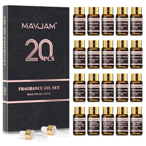 MAYJAM Fragrance Oil Gift Set, Top 20 Essential Oils Variety Pack for Diffusers for Home, Long Lasting Scented Oils for Soap Candle Making - 5ml/0.17fl.oz - Image 1