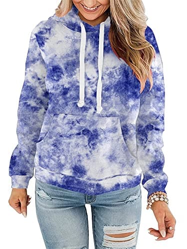 STOLKISS Women Casual Tie Dyed Hoodies Long Sleeve Loose Sweatshirts Crew Neck Lightweight Pullover Top with Pockets Popular - Image 1