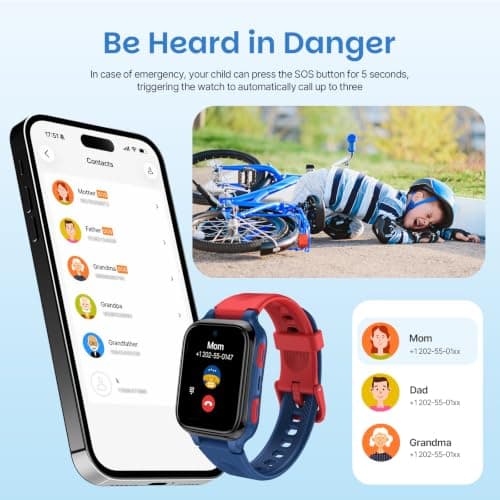 LAGENIO K9 Smart Watch for Kids with GPS Tracker, AI Voice & Video Call,1.78" AMOLED, 4G Smartwatch with SOS, Parental Controls, School Mode, IP68 Waterproof Kids Smartwatch for Teens Ages 3 and Up - Thumbnail 5