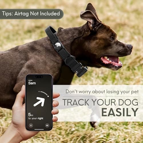Jumpress Heavy Duty Tactical Dog Collar with Airtag Holder, 1.5’’ Wide Large Dog Collar with Comfortable Handle, Durable Airtag Dog Collar for Large Dogs (Black,Neck 20-24’’) - Thumbnail 5