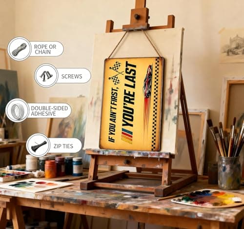 Funny Metal Sign for Garage signs, man cave decor, If You Ain't First You're Last Tin Sign – Vintage Racing Wall Decor car decor for room, Workshop, Bar man cave accessories – Racing Gifts for Men Distressed Retro Wall Garage Gifts for men garage signs vintage – 8x12 Inch 02 - Thumbnail 4