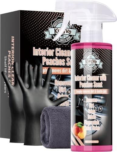 Kingvo Car Interior Cleaner, Interior Cleaner Carpet Dashboard Vinyl Sofa Leather Shiny Car Stuff Detailing Kit Cleaning Supplies,Peach Scent - Image 1