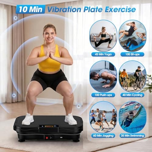Vibration Plate for Lymphatic Drainage Weight Loss with Bluetooth, Black - Thumbnail 2