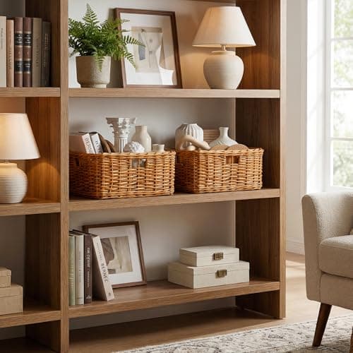 StorageWorks Pantry Baskets, Willow Storage Baskets for Organizing, Shelves, Pantry Organizers and Storage, Brown, 15"L x 11"W x 6 ¾"H - Thumbnail 5