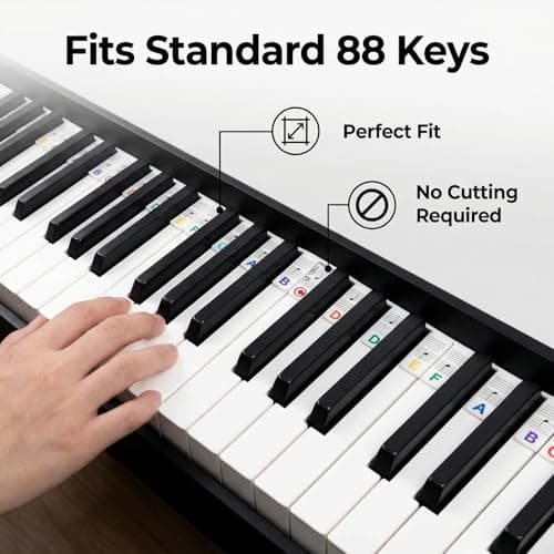 Piano Notes Guide Removable Silicone: 88 Key Full Size Piano Keyboard Note Labels for Beginner, Colored Music Key Stickers Alternative with Storage Box for Kids Adults Learning - Thumbnail 3