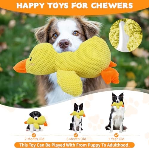 VOXGET Dog Calming Duck Toy, 2026 New Interactive Plush Duck Toy with Quack Sound and Crazy Crinkle for Dogs Keep Busy, Soft Stuffed Calming Pillow for Puppy Reduce Boredom -Yellow, 17.7"x14.9"(L) - Thumbnail 6
