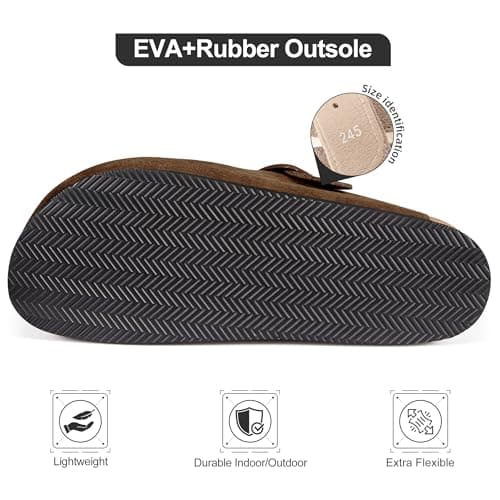 Fuzzy Suede Clogs for Women Fur Lined Leather Mules Soft Non Slip Potato Shoes with Arch Support Coffee - Thumbnail 5