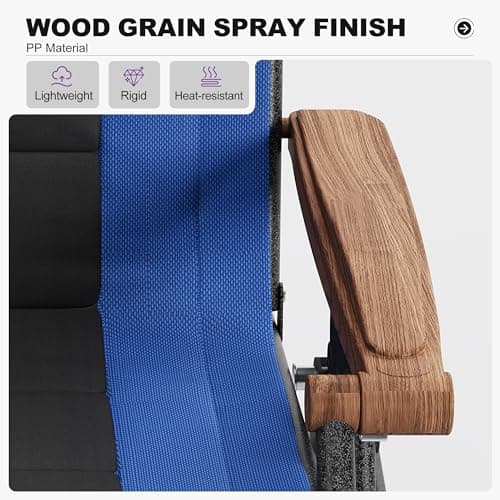 PURPLE LEAF Extra Wide Outdoor Reclining Chair Set of 2 Patio Zero Gravity Chaise Lounge Folding Chair with Quilted Cushion Adjustable Headrest for Lawn Camping Beach Pool Navy Blue and Black - Thumbnail 5