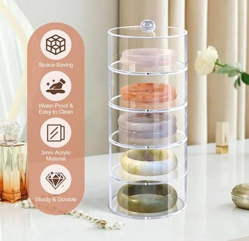 Oubou Belt Organizer, 4-Tier Acrylic Belt Storage & Holder for Closet, Clear Acrylic Display Case with Dust Cover for Belts - Thumbnail 6