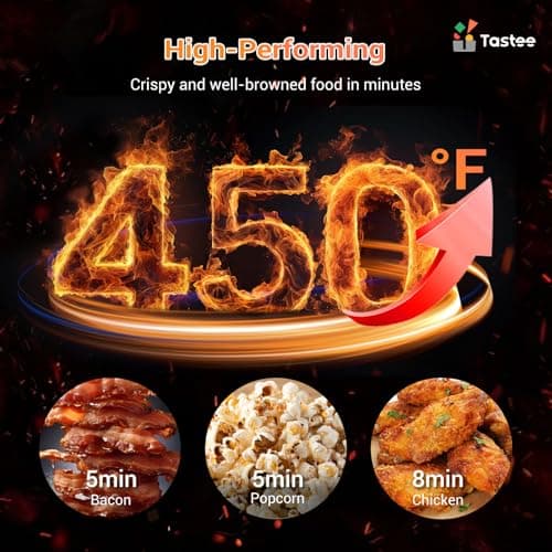 Tastee Ceramic Air Fryer, 8-in-1 Compact 5.5QT AirFryers, 450°F Digital Airfryer Dehydrator with Smart Probe, 24 Presets One-touch Cooking, In-app Recipes with Window, Dishwasher-safe & Non-stick - Thumbnail 4