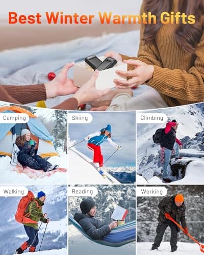 Lerat Hand Warmers Rechargeable 2 Pack, Electric Hand Warmer, Fast Heating Portable Pocket Heaters, 2 in 1 Quick Charge Hand Warmer for Outdoor Indoor, Warmer Gifts for Women, Men, Camping-Light Black - Thumbnail 6