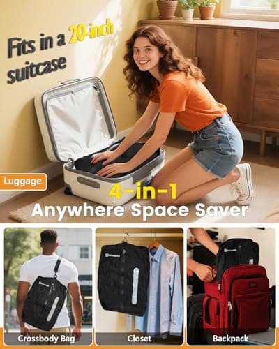 1Pack Vacuum Seal Bags For Clothing Travel With Wireless Pump | Waterproof Reusable Compression Bags with Shoulder Strap for Luggage and Suitcase, Space Saver Vacuum Seal Packing Cubes for Clothes - Thumbnail 3