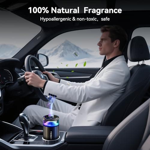 Smart Car Air Freshener, Car Air Freshener Diffuser with Starry Sky Projection and 50ml Perfume, Auto On/Off Intelligent, 3 Mode Adjustable Rechargeable Aroma Diffuser (Freesia) - Thumbnail 2