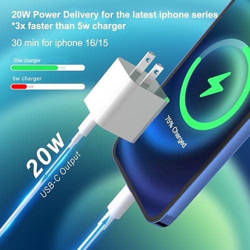 20W USB C Fast Charger Block 2Pack,PD Wall Adapter for iPhone 16/15/14,Mini - Thumbnail 5