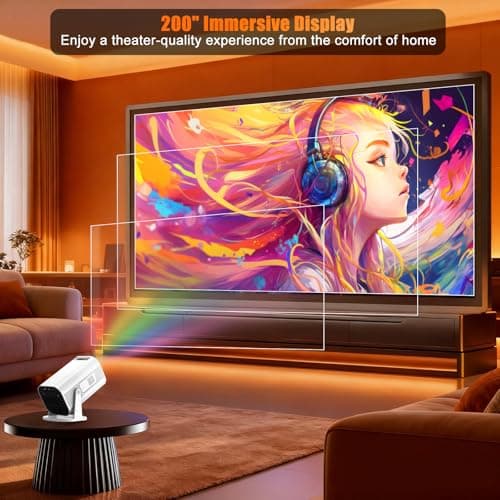 LJYT 1080P FHD Protable Mini Projector, 250 ANSI Lumens, Support 4K, Auto Keystone, 210° Rotation, Bluetooth 5.4, WiFi 6, Android 11, Compatible with iOS/Android/PS5/Windows/USB/HDMI/TV Stick/Box - Thumbnail 5