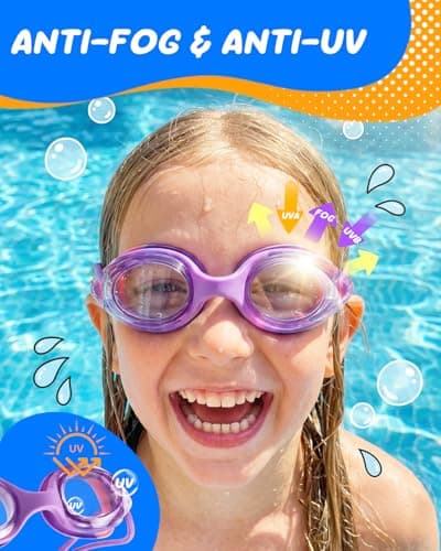 Aegend Swim Goggles for Kids Age 3-8 (Purple) - Thumbnail 4