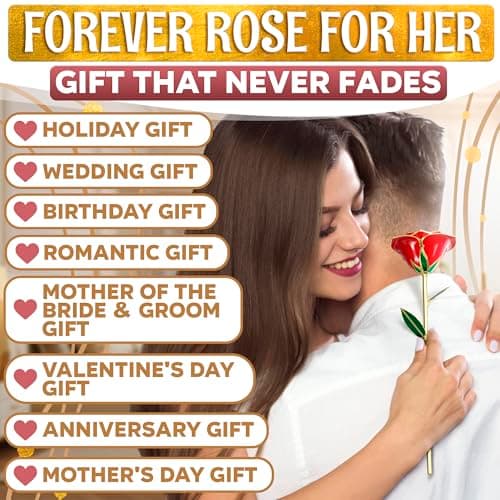 Gold Roses Artificial Flowers 24K – Gold Dipped Rose with Stand, Card & Gift Box, Roses for Mothers Day – Keepsake Gifts for Girlfriend for Anniversary, Birthday & Romantic Surprise Gift for Wife - Thumbnail 4