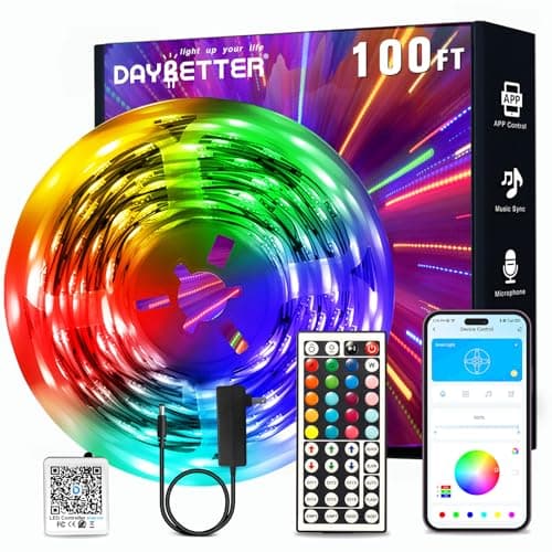 DAYBETTER LED Strip Lights 100ft, Smart Lighting with App Remote Control, RGB LED Lights for Bedroom, Music Sync Color Changing for Room Home Decor Party (1 Roll) - Image 1