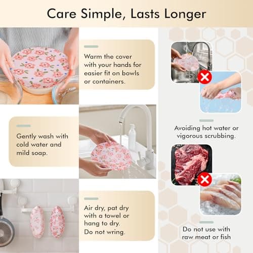 Sourdough Bowl Cover 12 Inch, Beeswax Bowl Covers for Bread Proofing, Reusable Cotton Food Covers for Mixing Bowls, Stretch Fit Covers for Dough Proofing, Kitchen Storage, 2 Pack - Thumbnail 5