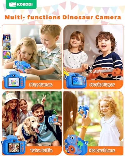 KOKODI Kids Camera Toy Digital Camera for Kids, Dinosaurs Birthday Gifts for Boys Age 3-12, 1080P HD Video Camera for Toddler, Children Toys for 3 4 5 6 7 8 9 Year Old Boys with 32GB SD Card - Thumbnail 5