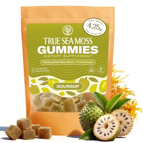 True Sea Moss Gummies – High Potency 4250mg Authentic Sea Moss Gel – Raw & Wildcrafted – Sweetened with Organic Coconut Sugar & Real Soursop Purée – 30 Gummies (30 Servings) - Image 1