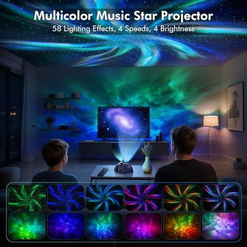 Rossetta Dual Lens Galaxy Projector, Star Projector for Bedroom with 58 Light Effects, Night Light Projector with White Noise & Bluetooth Speaker, Remote Timer, Easter Room Decor Gift for Kids Adults - Thumbnail 2