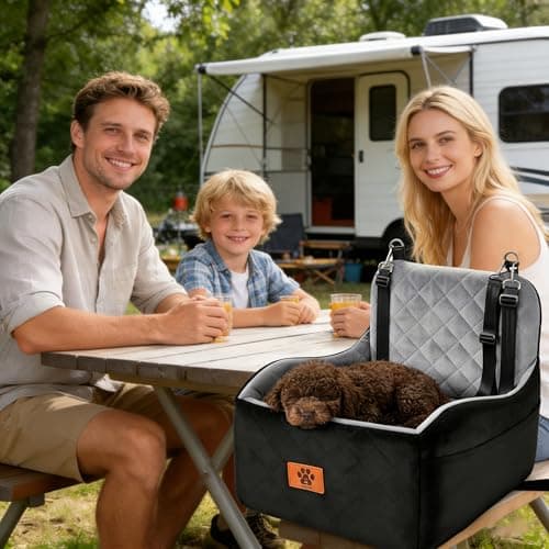 Dog Car Seat for Small Medium Dogs, Dog Booster Seat with Thick Comfort Foam for Pets Up to 35 lbs, Washable & Detachable Pet Cars Seat with Safety Tether, Storage Pockets, Universal Car Seatbelt Clip - Thumbnail 5