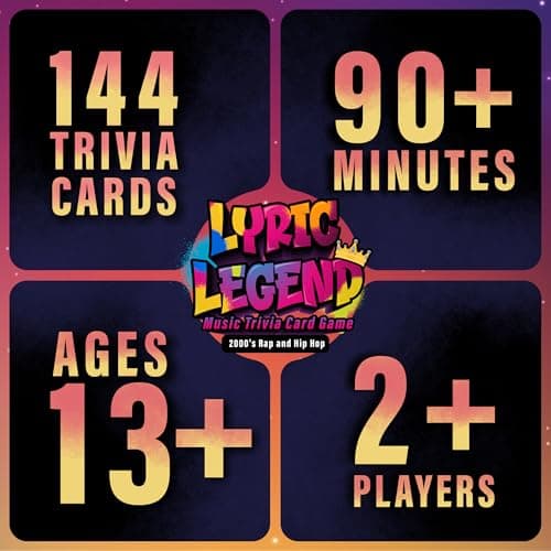 Lyric Legend 2000s Hip-Hop and Rap Music Trivia Game Collection – Expandable Multi-Deck Finish The Lyrics Party Game Set for Game Night, Families & Groups - 3 Games in One Box! - Thumbnail 4