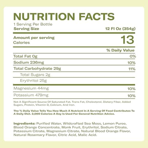 Blood Orange Rosemary Sea Moss Electrolyte Lemonade – Citrus Herbal Hydration Drink – Sea Moss & Electrolytes – 4 x 12 fl oz Bottles – Made in USA - Thumbnail 2