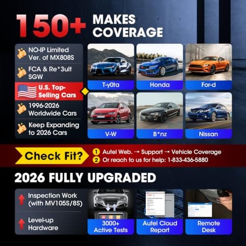 Autel Scanner MaxiCOM MK808S, 2026 OBD2 Scan Tool as MaxiCheck MX808S MX900 MK900BT MK808BT Pro, 3000+ Active Test, 28+ Service for 200+ Brands, OE All System Diagnostics, FCA & SGW, 10X Faster OS 11 - Thumbnail 6