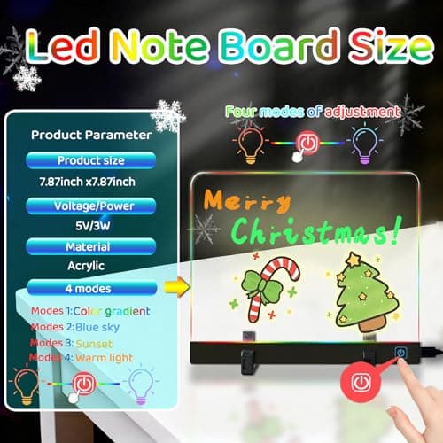 Lumiboard Light up Drawing Board for Kids Christmas Gifts, Acrylic Dry Erase Boards with Light, for Girls Teens Sketching Gift, with 4 Modes 7 Color Pens 6 Style Pictures - Thumbnail 3