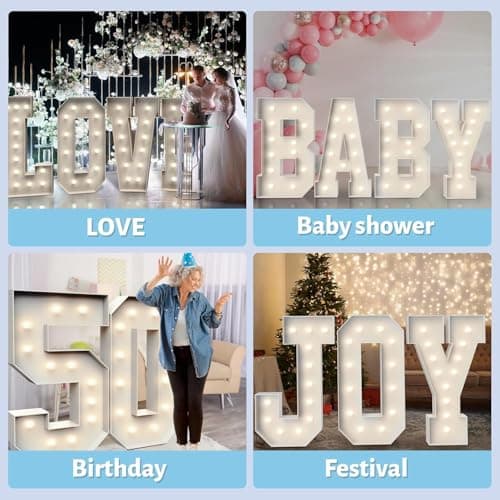 4FT Marquee Light Up Numbers 8,Party Decoration Large Marquee Light Up Letters with Weighted Water Bag,Pre-cut Foam Board Set Can Be Used for Birthdays,Weddings,Baby Anniversaries - Thumbnail 6