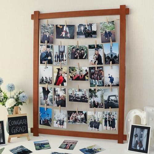 2026 Graduation Decorations - Wooden Picture Frame Decor with Clips - Class of 2026 Grad Centerpieces Table Wall Decoration Party Supplies for Kindergarten Preschool High School College - Image 1