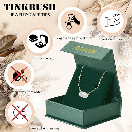 Tinkbush Pendant Necklace for Women,Simple and Elegant,Adjustable Chain,14K Gold Plated with 1 Delicate Cluster Stone,Gift Bag and Jewelry Box,Christmas Birthday Party Gift For Women (HEXAGON-WHITE OPAL) - Thumbnail 6