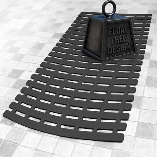 SlipX Solutions Weighted Non Slip Bath Mat for Textured Tub & Shower Surfaces, Patent Pending, Anti Slip Bathtub Safety Without Suction Cups, Doesn’t Float, Works on Tile & Stone 31” x 15”, Black - Image 1