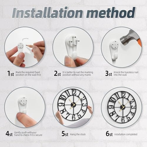 HAITANG Large Wall Clock for Living Room Decor, 24 Inch Black Metal Silent Non Ticking Battery Operated Modern Vintage Decorative Clock for Bedroom - Thumbnail 5