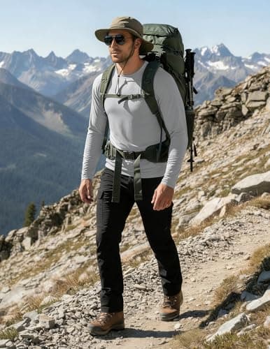 PINSPARK Fishing Shirts for Men Long Sleeve Quick Dry Swim Shirts Lightweight UPF 50 Sun Protection Beach Shirt Solid Grey - Thumbnail 2