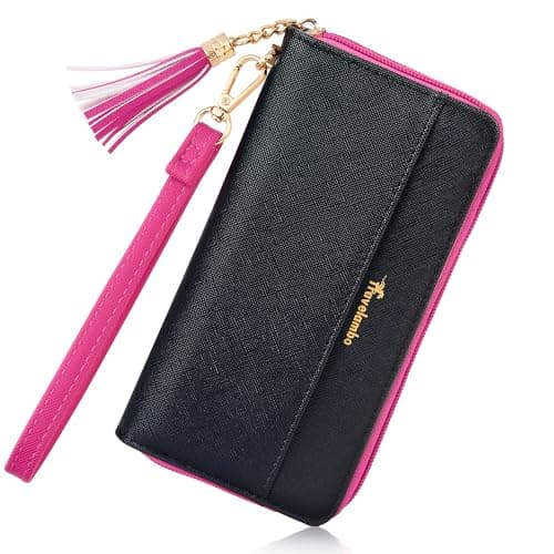 Travelambo Womens Wallet Tassel Bifold Ladies Cluth Wristlet Wrist strap Long Purse - Image 1